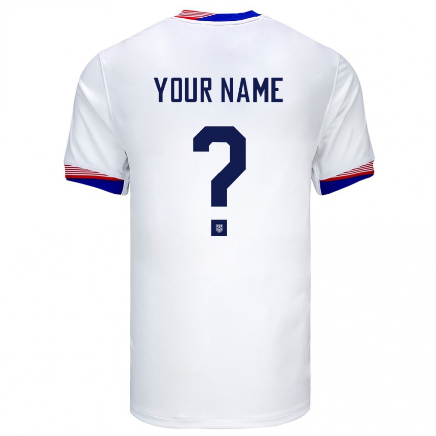Niño Fútbol Camiseta Estados Unidos Su Nombre #0 Blanco 1ª Equipación 24-26