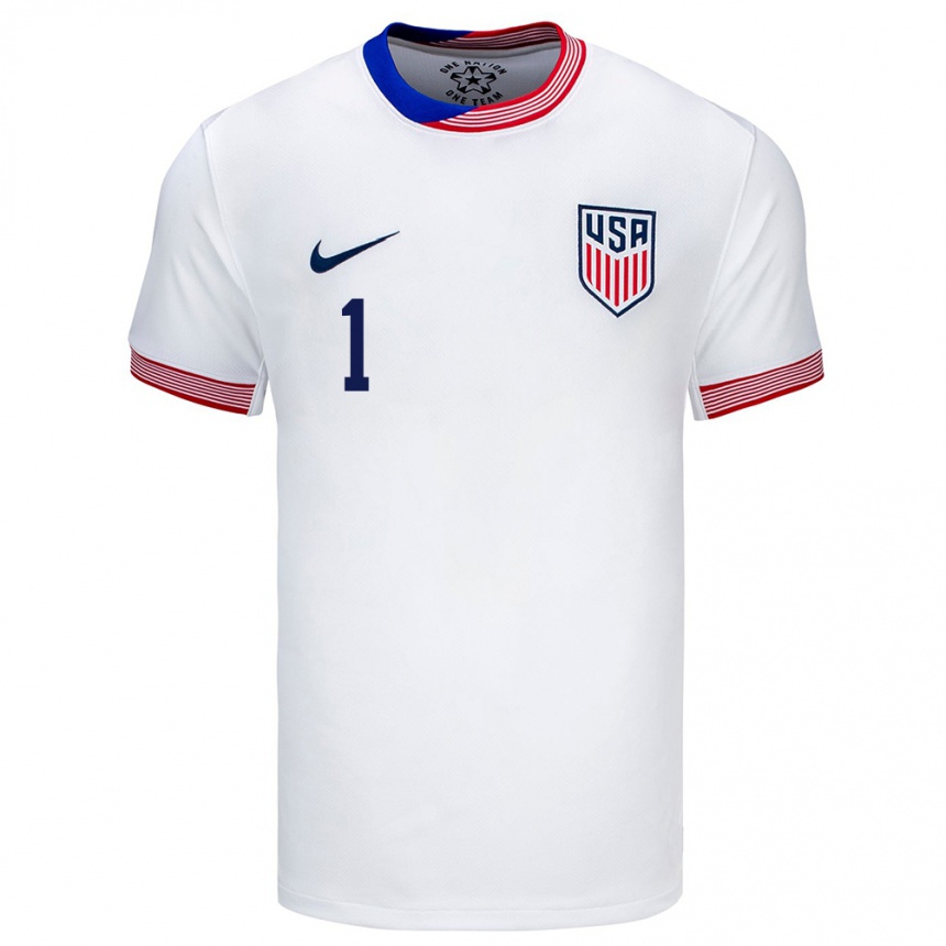 Niño Fútbol Camiseta Estados Unidos Alyssa Naeher #1 Blanco 1ª Equipación 24-26