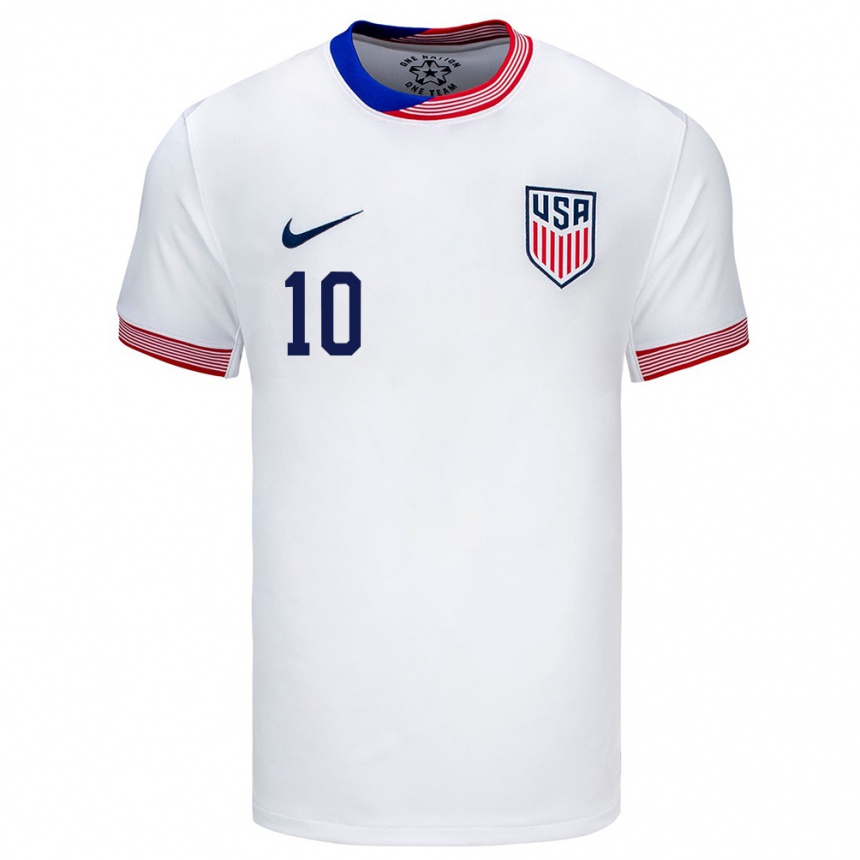 Niño Fútbol Camiseta Estados Unidos Christian Pulisic #10 Blanco 1ª Equipación 24-26