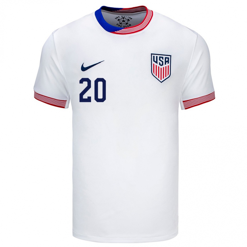 Niño Fútbol Camiseta Estados Unidos Jaelin Howell #20 Blanco 1ª Equipación 24-26