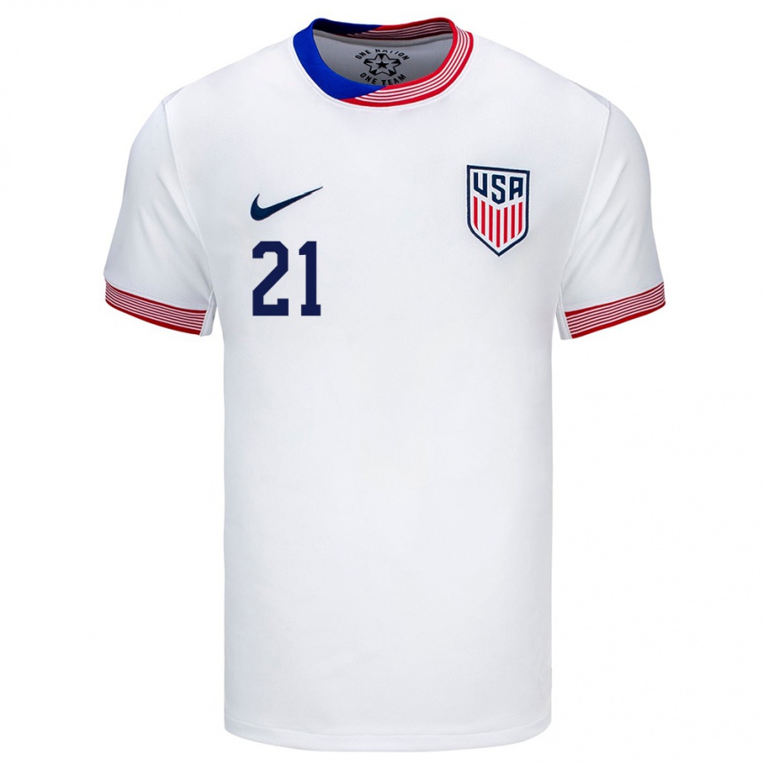 Niño Fútbol Camiseta Estados Unidos Aubrey Kingsbury #21 Blanco 1ª Equipación 24-26