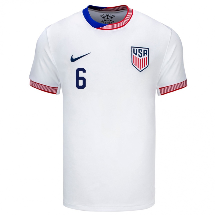 Niño Fútbol Camiseta Estados Unidos Daniel Edelman #6 Blanco 1ª Equipación 24-26