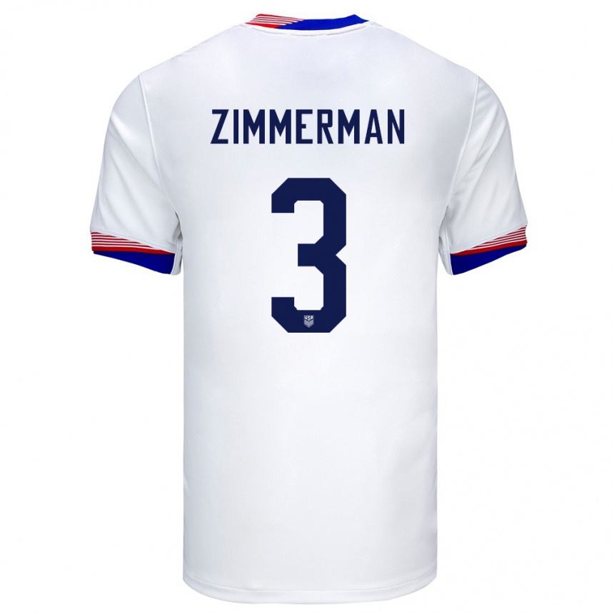 Niño Fútbol Camiseta Estados Unidos Walker Zimmerman #3 Blanco 1ª Equipación 24-26