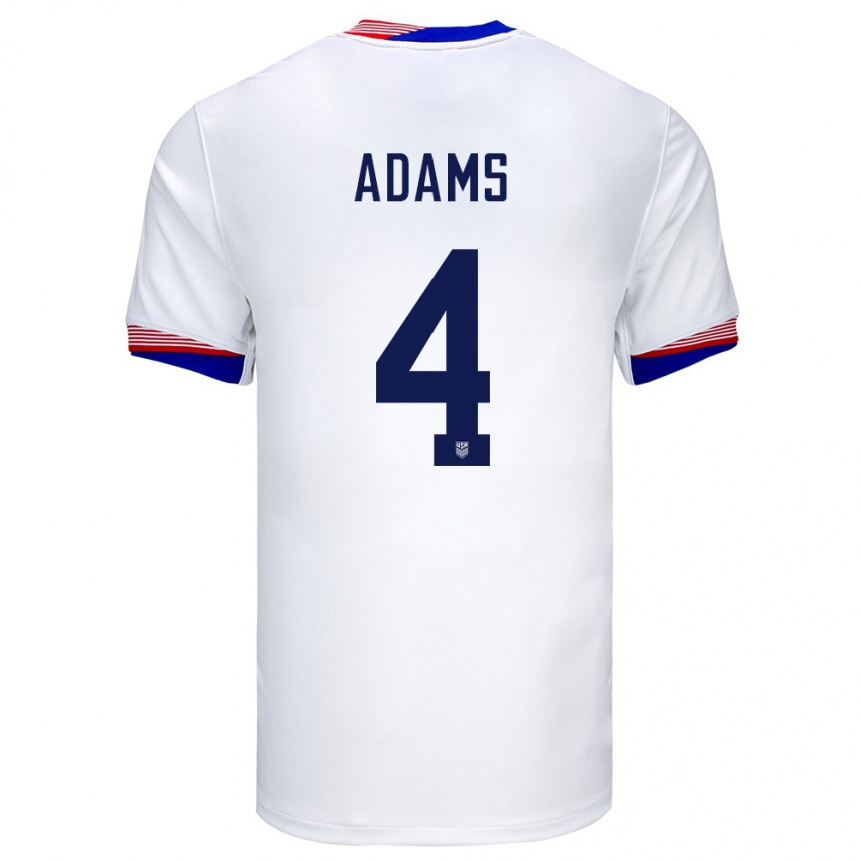 Niño Fútbol Camiseta Estados Unidos Tyler Adams #4 Blanco 1ª Equipación 24-26