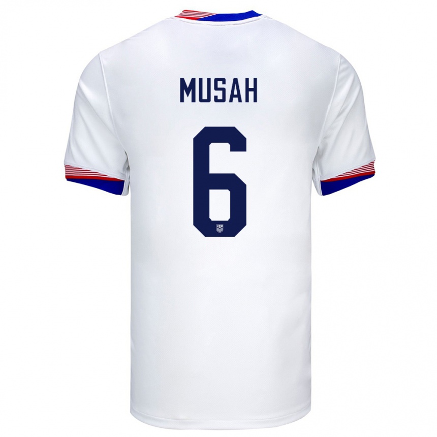 Niño Fútbol Camiseta Estados Unidos Yunus Musah #6 Blanco 1ª Equipación 24-26