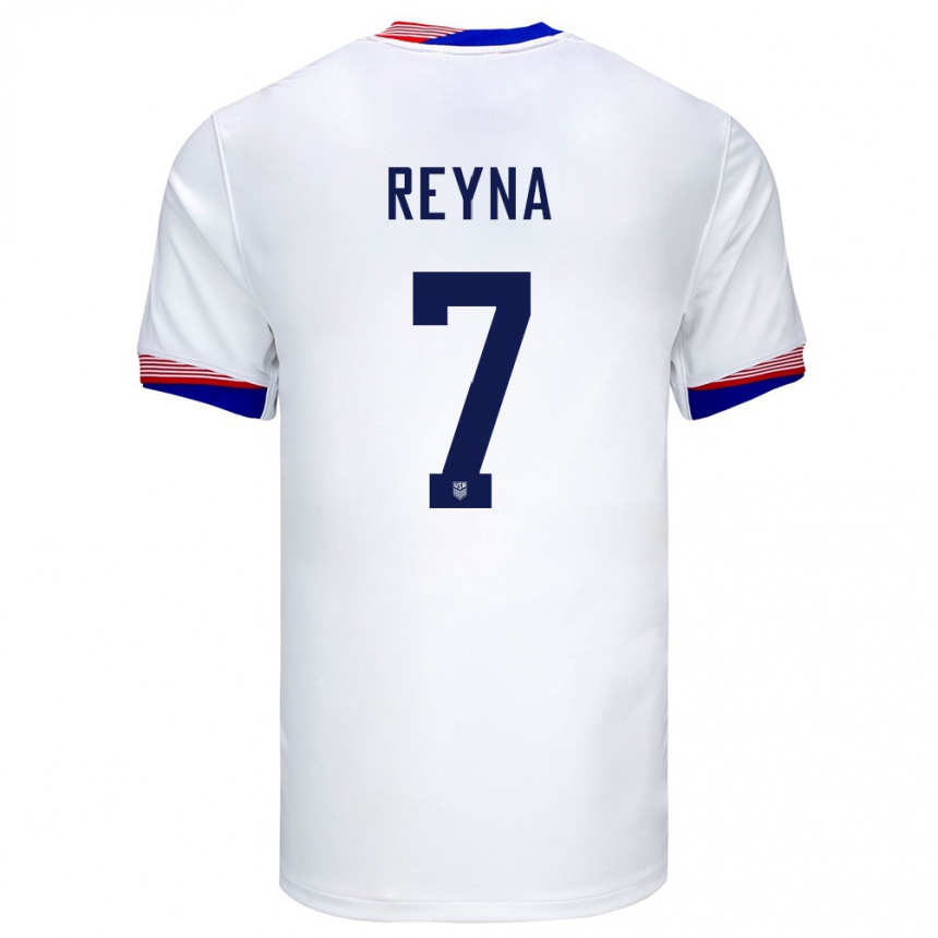 Niño Fútbol Camiseta Estados Unidos Giovanni Reyna #7 Blanco 1ª Equipación 24-26