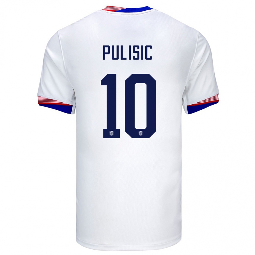 Niño Fútbol Camiseta Estados Unidos Christian Pulisic #10 Blanco 1ª Equipación 24-26