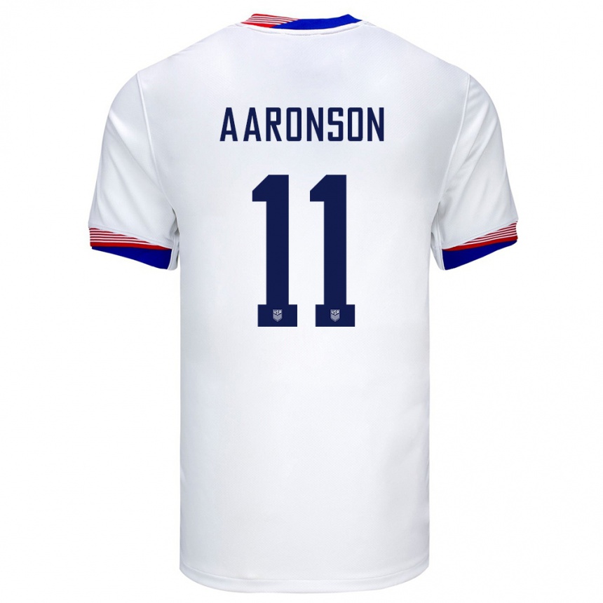 Niño Fútbol Camiseta Estados Unidos Brenden Aaronson #11 Blanco 1ª Equipación 24-26