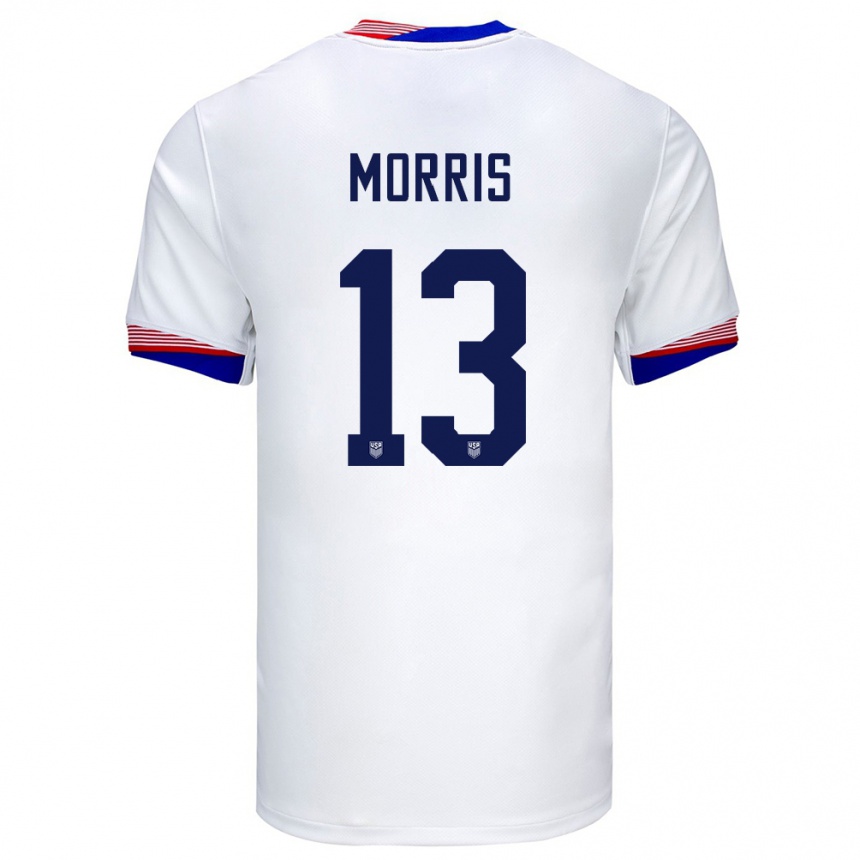 Niño Fútbol Camiseta Estados Unidos Jordan Morris #13 Blanco 1ª Equipación 24-26