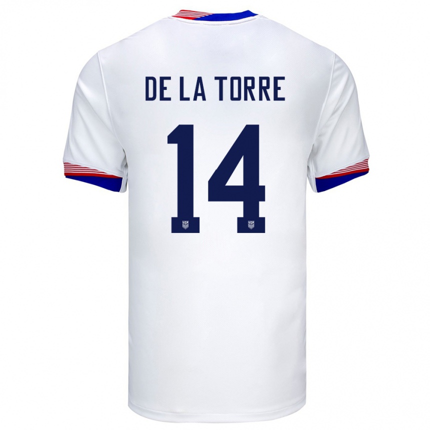 Niño Fútbol Camiseta Estados Unidos Luca De La Torre #14 Blanco 1ª Equipación 24-26