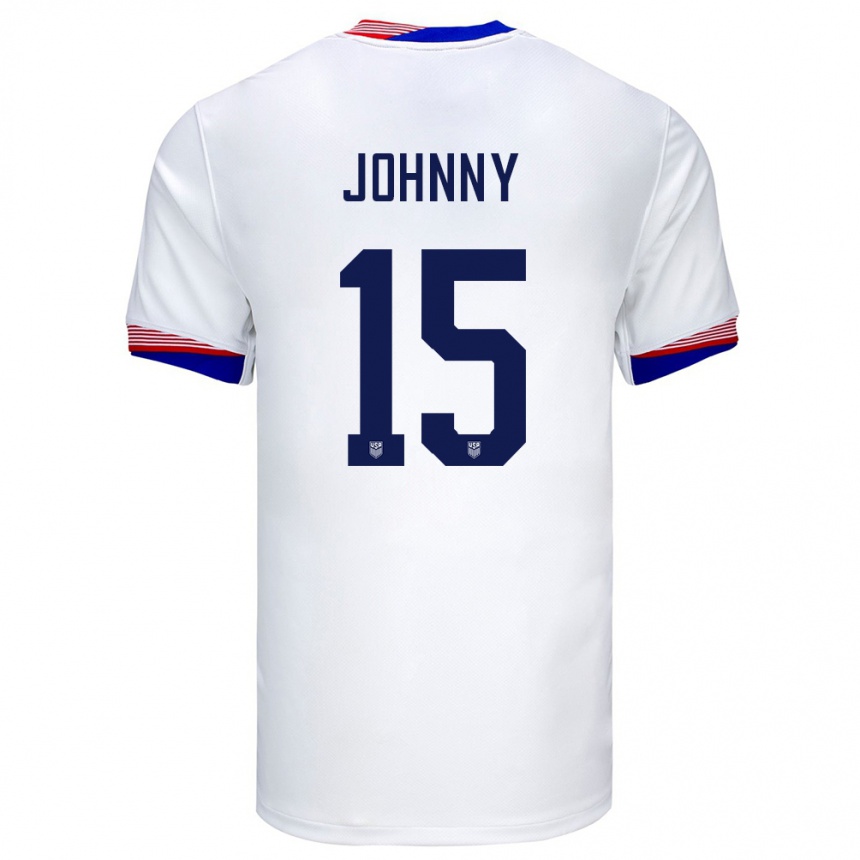 Niño Fútbol Camiseta Estados Unidos Johnny #15 Blanco 1ª Equipación 24-26