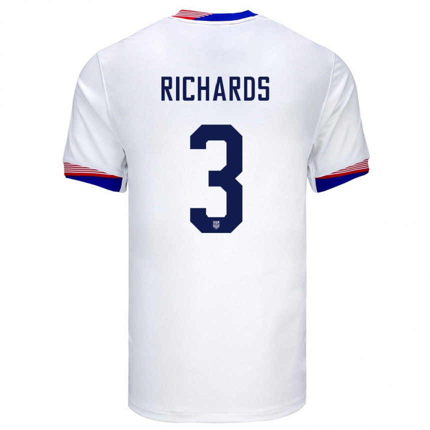 Niño Fútbol Camiseta Estados Unidos Chris Richards #3 Blanco 1ª Equipación 24-26