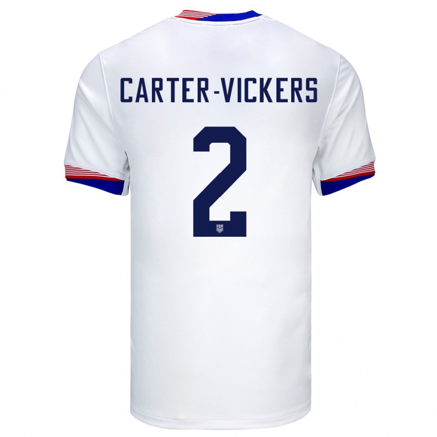 Niño Fútbol Camiseta Estados Unidos Cameron Carter-Vickers #2 Blanco 1ª Equipación 24-26