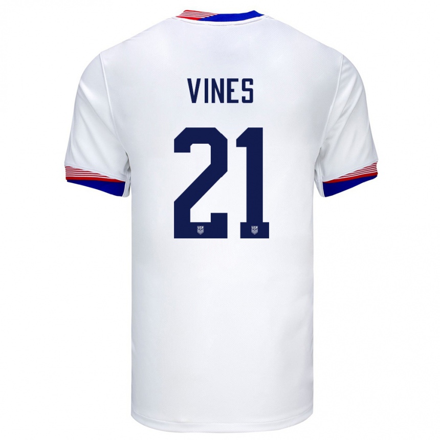 Niño Fútbol Camiseta Estados Unidos Sam Vines #21 Blanco 1ª Equipación 24-26