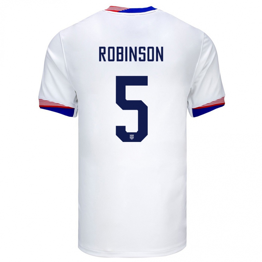 Niño Fútbol Camiseta Estados Unidos Antonee Robinson #5 Blanco 1ª Equipación 24-26