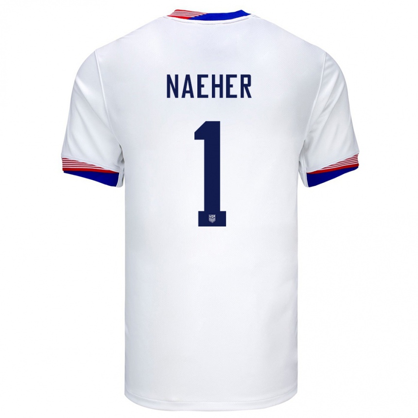Niño Fútbol Camiseta Estados Unidos Alyssa Naeher #1 Blanco 1ª Equipación 24-26
