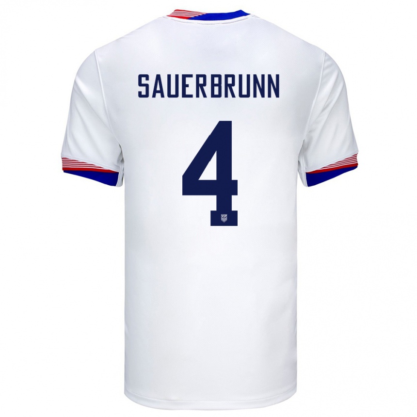 Niño Fútbol Camiseta Estados Unidos Becky Sauerbrunn #4 Blanco 1ª Equipación 24-26