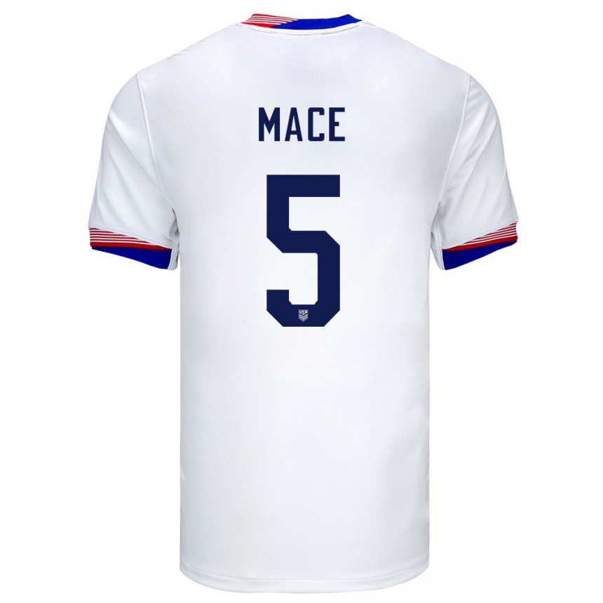 Niño Fútbol Camiseta Estados Unidos Hailie Mace #5 Blanco 1ª Equipación 24-26