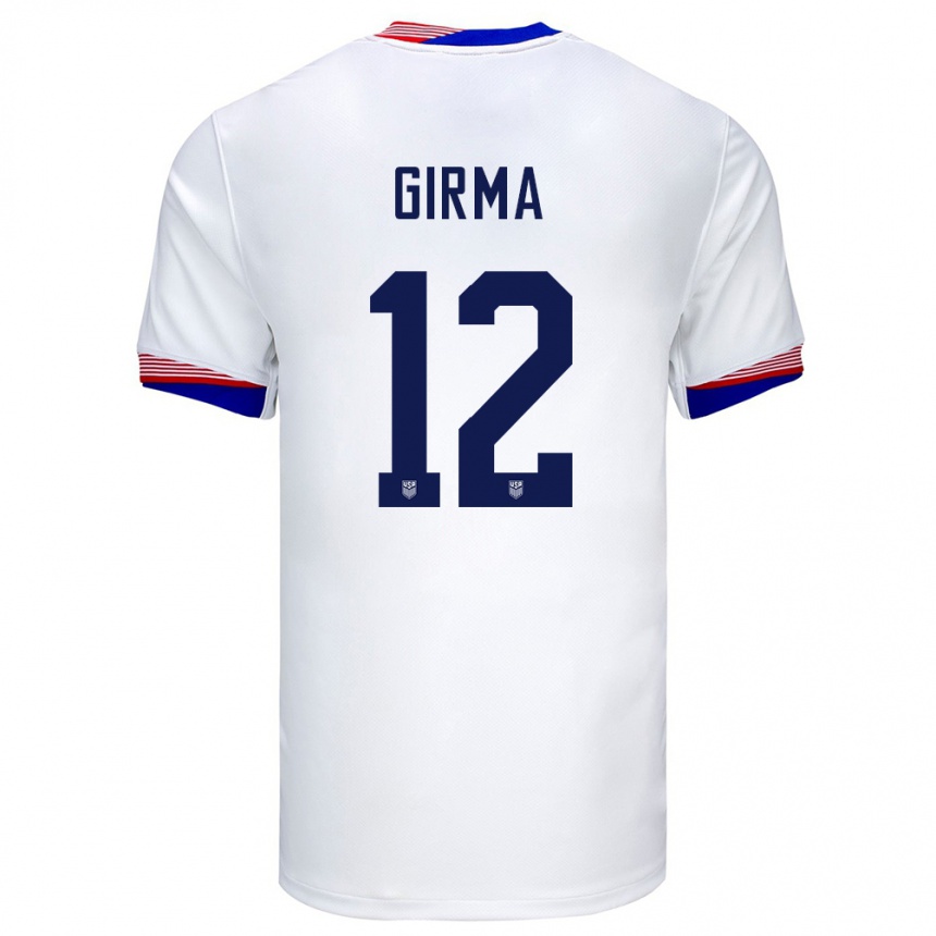 Niño Fútbol Camiseta Estados Unidos Naomi Girma #12 Blanco 1ª Equipación 24-26