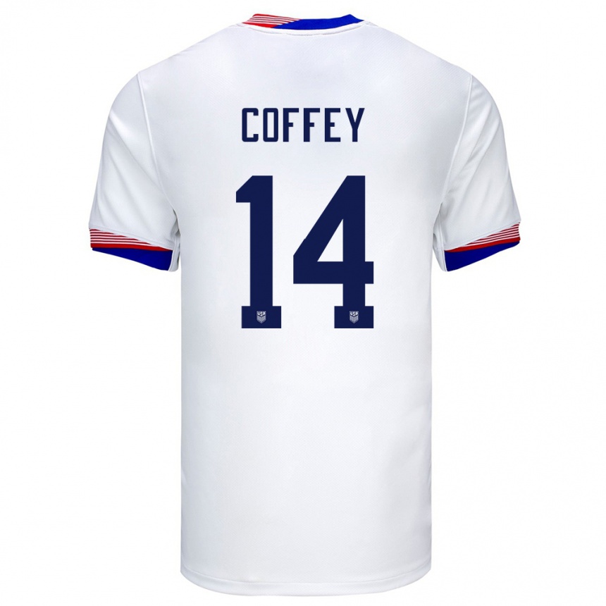 Niño Fútbol Camiseta Estados Unidos Sam Coffey #14 Blanco 1ª Equipación 24-26