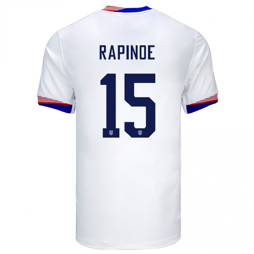 Niño Fútbol Camiseta Estados Unidos Megan Rapinoe #15 Blanco 1ª Equipación 24-26