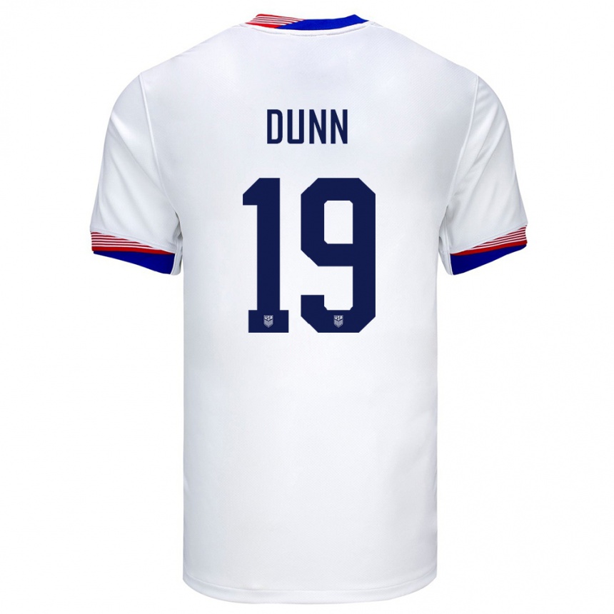 Niño Fútbol Camiseta Estados Unidos Crystal Dunn #19 Blanco 1ª Equipación 24-26