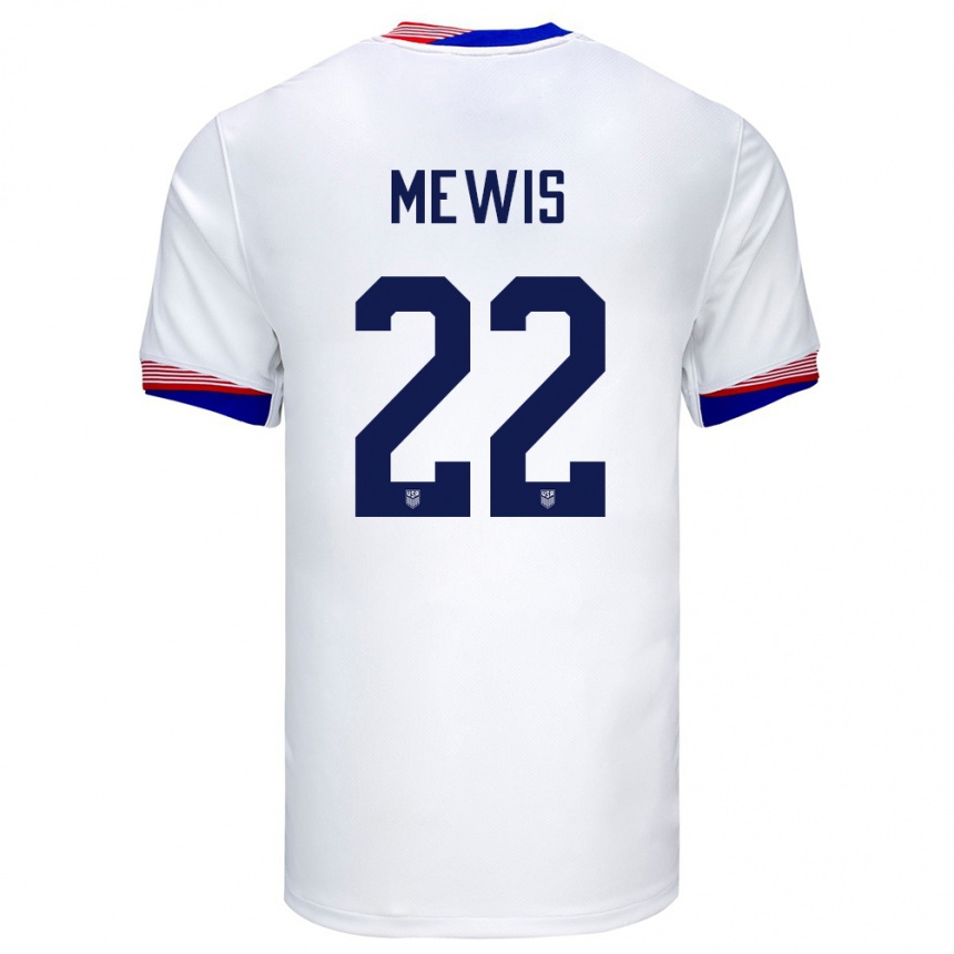 Niño Fútbol Camiseta Estados Unidos Kristie Mewis #22 Blanco 1ª Equipación 24-26