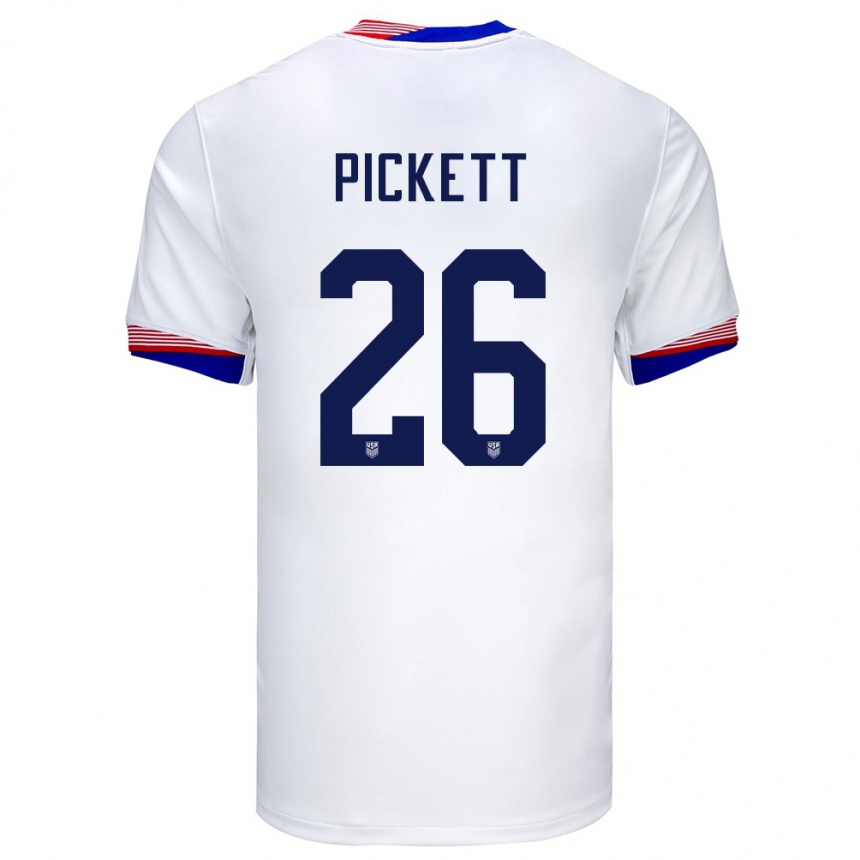 Niño Fútbol Camiseta Estados Unidos Carson Pickett #26 Blanco 1ª Equipación 24-26