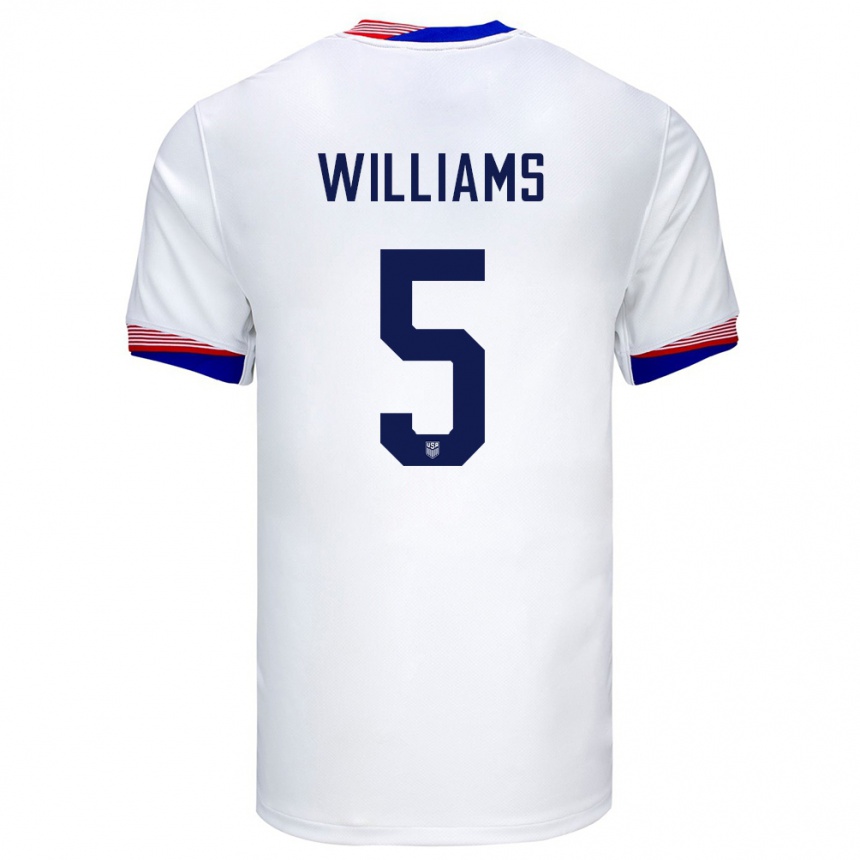 Niño Fútbol Camiseta Estados Unidos Thomas Williams #5 Blanco 1ª Equipación 24-26