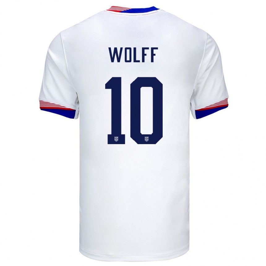 Niño Fútbol Camiseta Estados Unidos Owen Wolff #10 Blanco 1ª Equipación 24-26