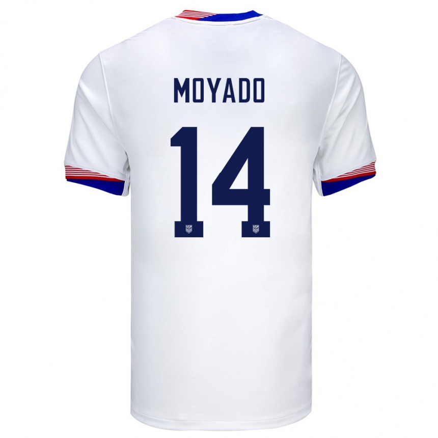 Niño Fútbol Camiseta Estados Unidos Bryan Moyado #14 Blanco 1ª Equipación 24-26