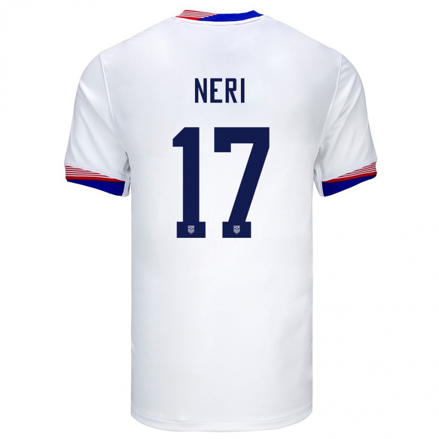 Niño Fútbol Camiseta Estados Unidos Rodrigo Neri #17 Blanco 1ª Equipación 24-26