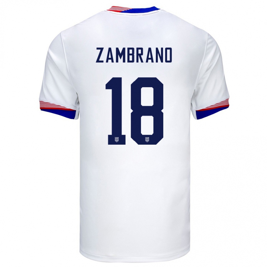 Niño Fútbol Camiseta Estados Unidos Marcos Zambrano #18 Blanco 1ª Equipación 24-26