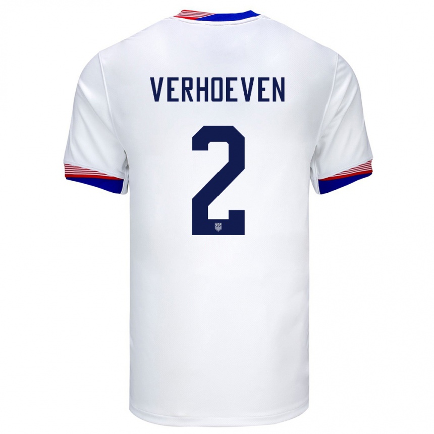 Niño Fútbol Camiseta Estados Unidos Oscar Verhoeven #2 Blanco 1ª Equipación 24-26