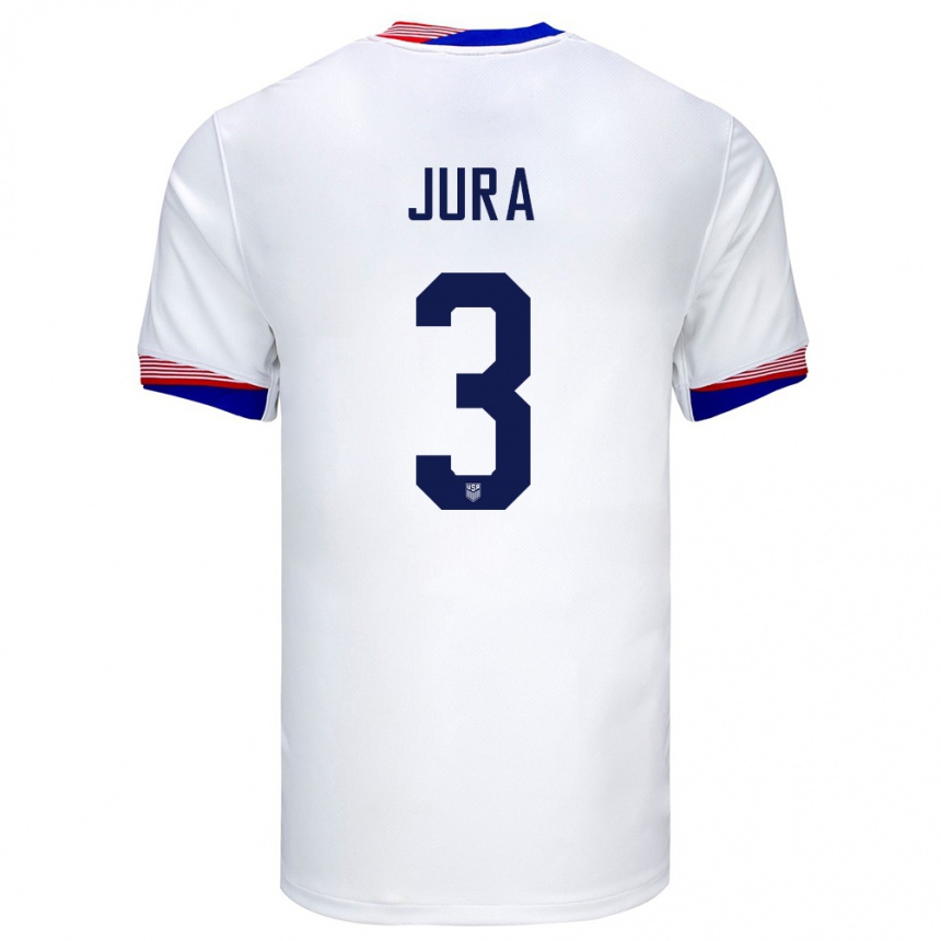 Niño Fútbol Camiseta Estados Unidos Sawyer Jura #3 Blanco 1ª Equipación 24-26