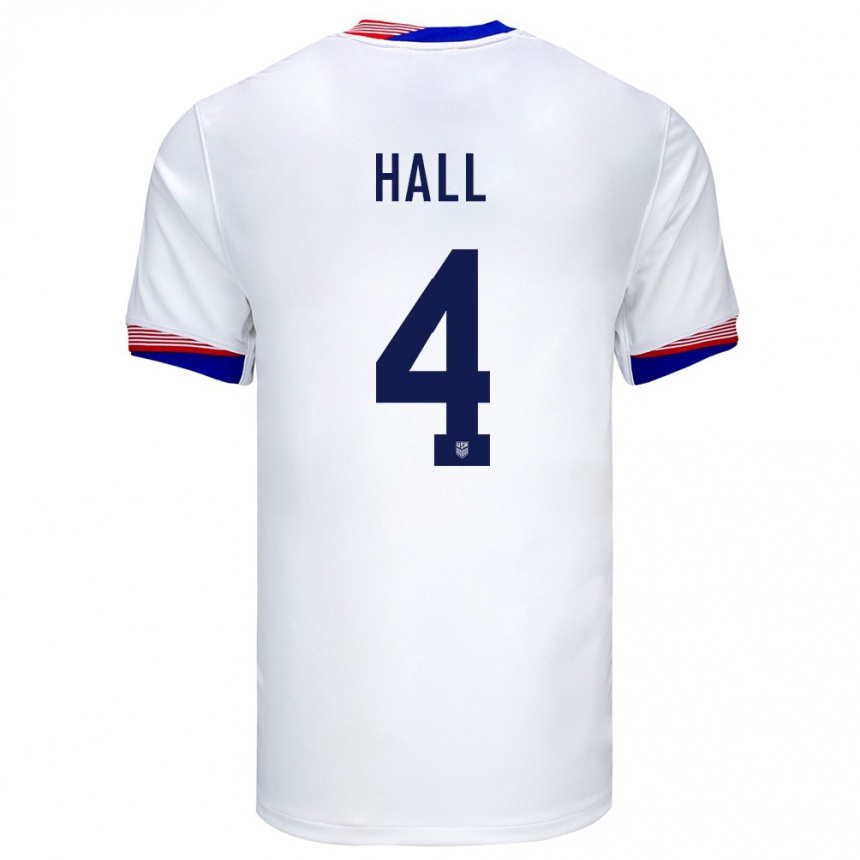 Niño Fútbol Camiseta Estados Unidos Tyler Hall #4 Blanco 1ª Equipación 24-26