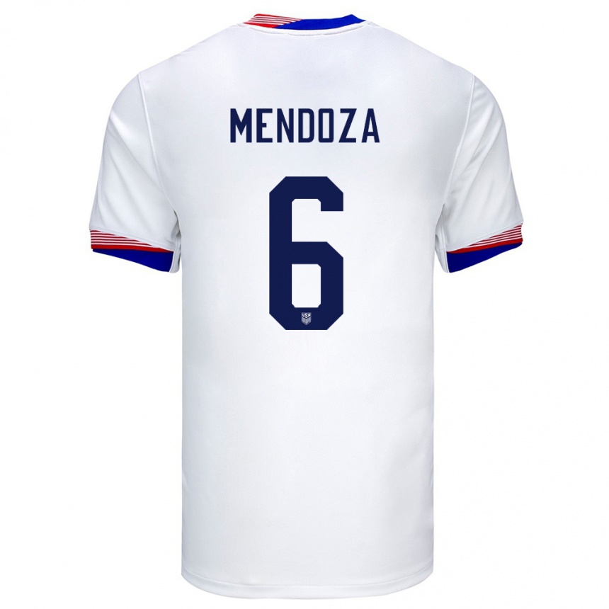 Niño Fútbol Camiseta Estados Unidos Edwyn Mendoza #6 Blanco 1ª Equipación 24-26