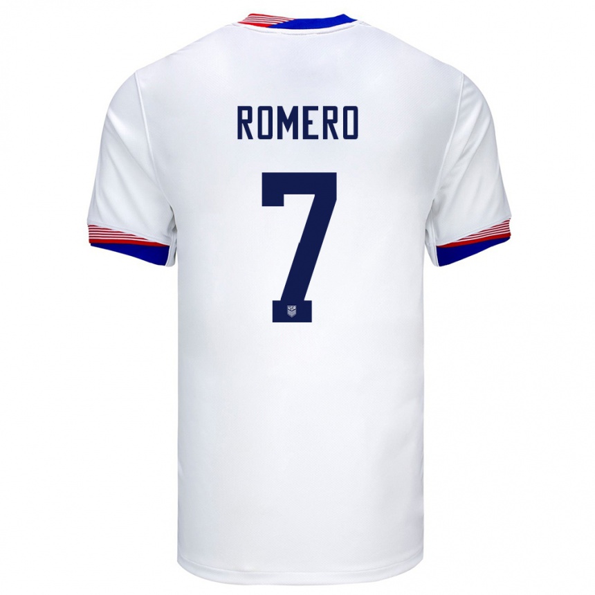 Niño Fútbol Camiseta Estados Unidos Brian Romero #7 Blanco 1ª Equipación 24-26