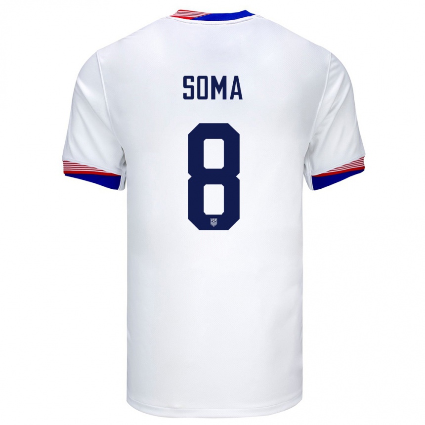 Niño Fútbol Camiseta Estados Unidos Pedro Soma #8 Blanco 1ª Equipación 24-26