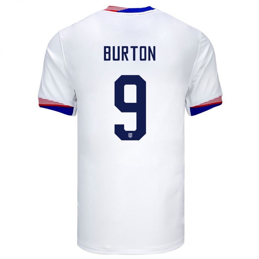 Niño Fútbol Camiseta Estados Unidos Micah Burton #9 Blanco 1ª Equipación 24-26