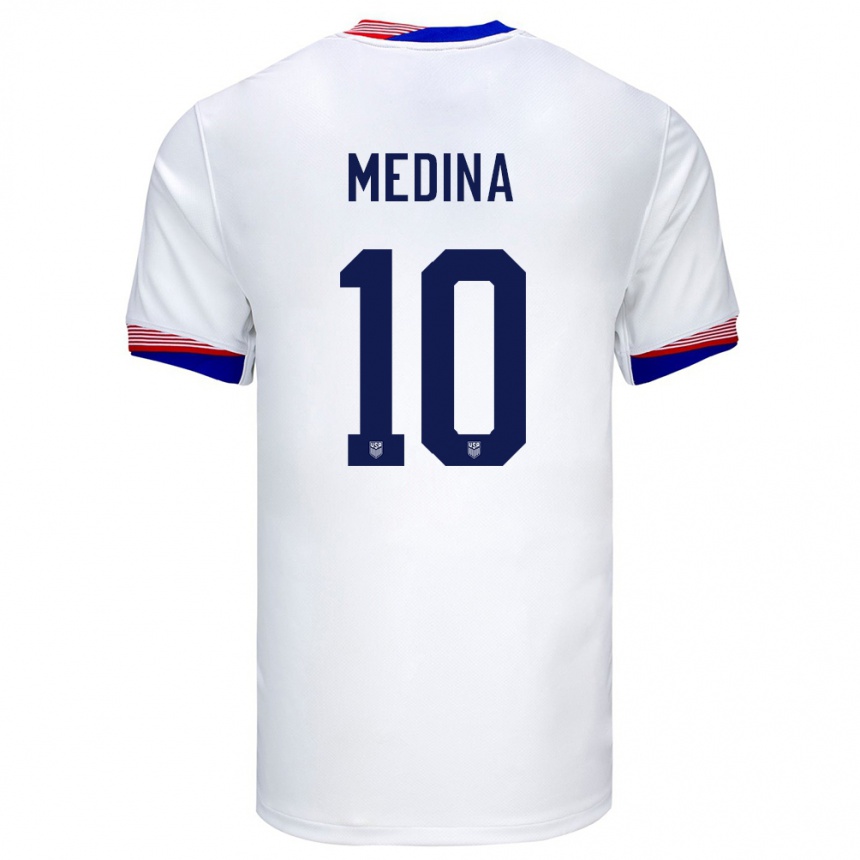 Niño Fútbol Camiseta Estados Unidos Cruz Medina #10 Blanco 1ª Equipación 24-26