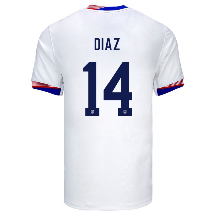 Niño Fútbol Camiseta Estados Unidos Christian Diaz #14 Blanco 1ª Equipación 24-26