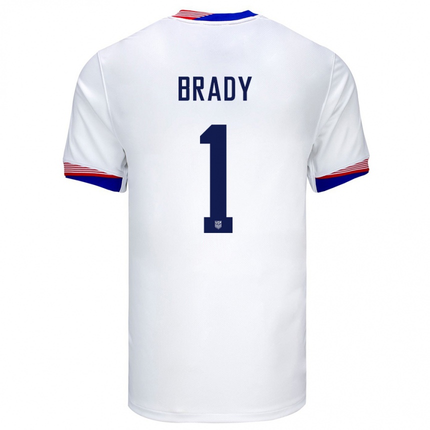 Niño Fútbol Camiseta Estados Unidos Chris Brady #1 Blanco 1ª Equipación 24-26