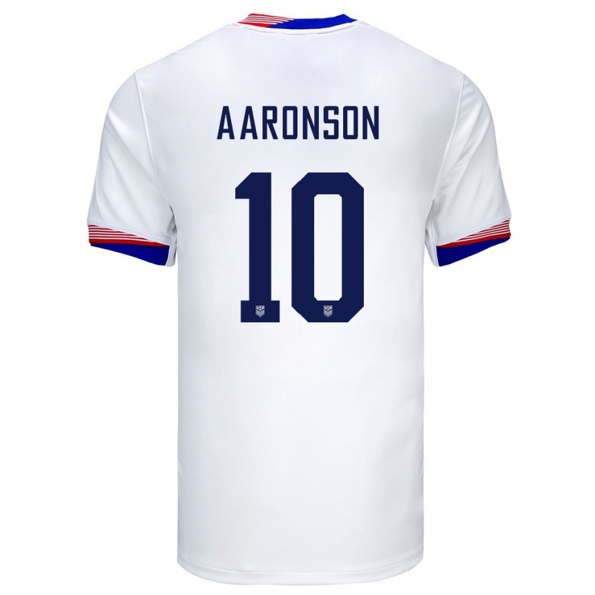 Niño Fútbol Camiseta Estados Unidos Paxten Aaronson #10 Blanco 1ª Equipación 24-26