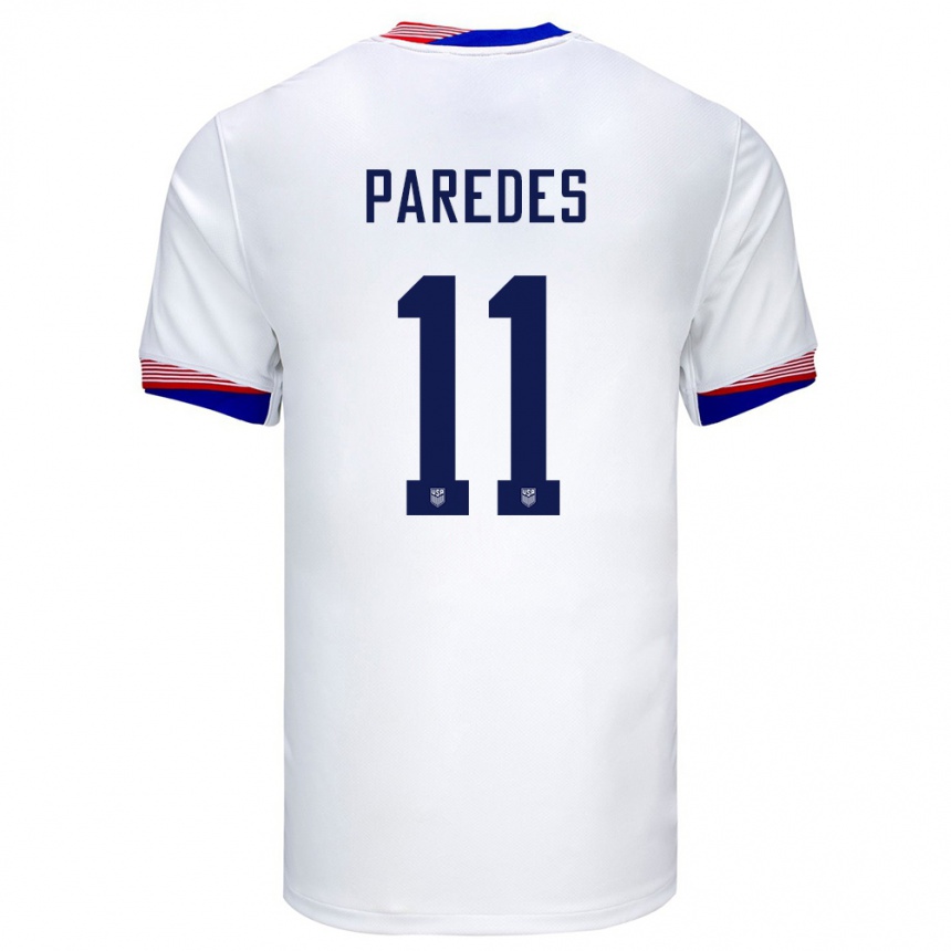 Niño Fútbol Camiseta Estados Unidos Kevin Paredes #11 Blanco 1ª Equipación 24-26