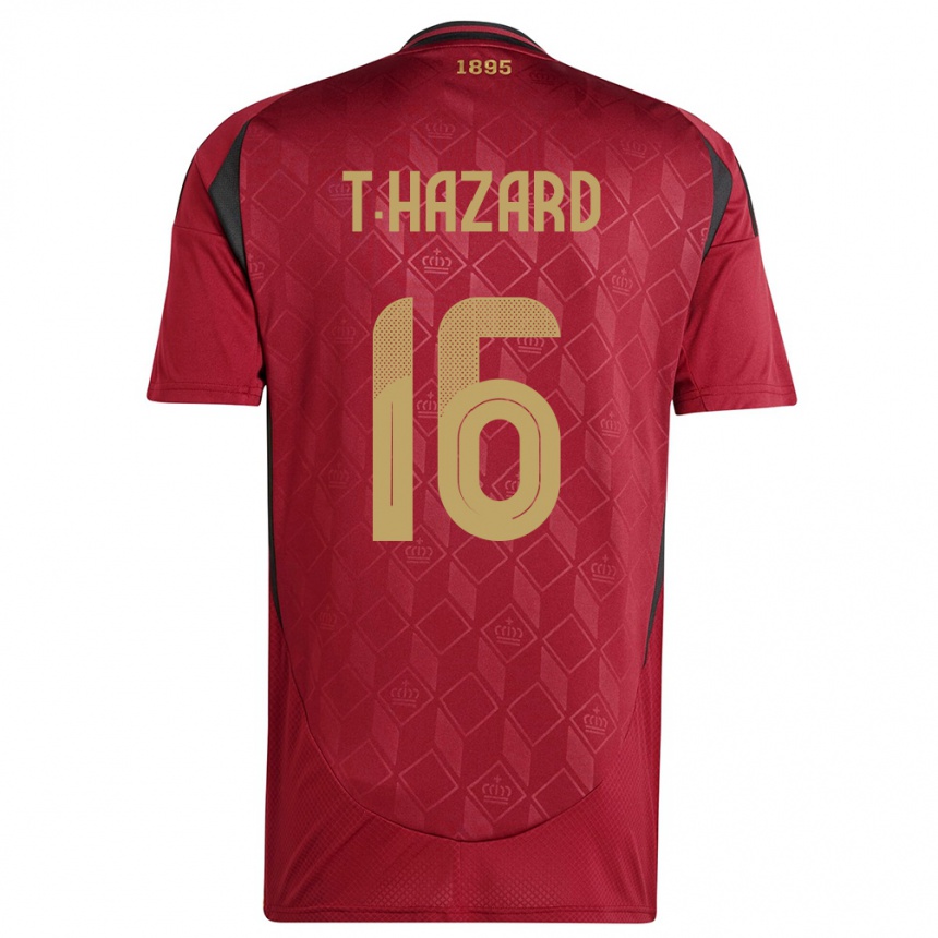 Niño Fútbol Camiseta Bélgica Thorgan Hazard #16 Borgoña 1ª Equipación 24-26