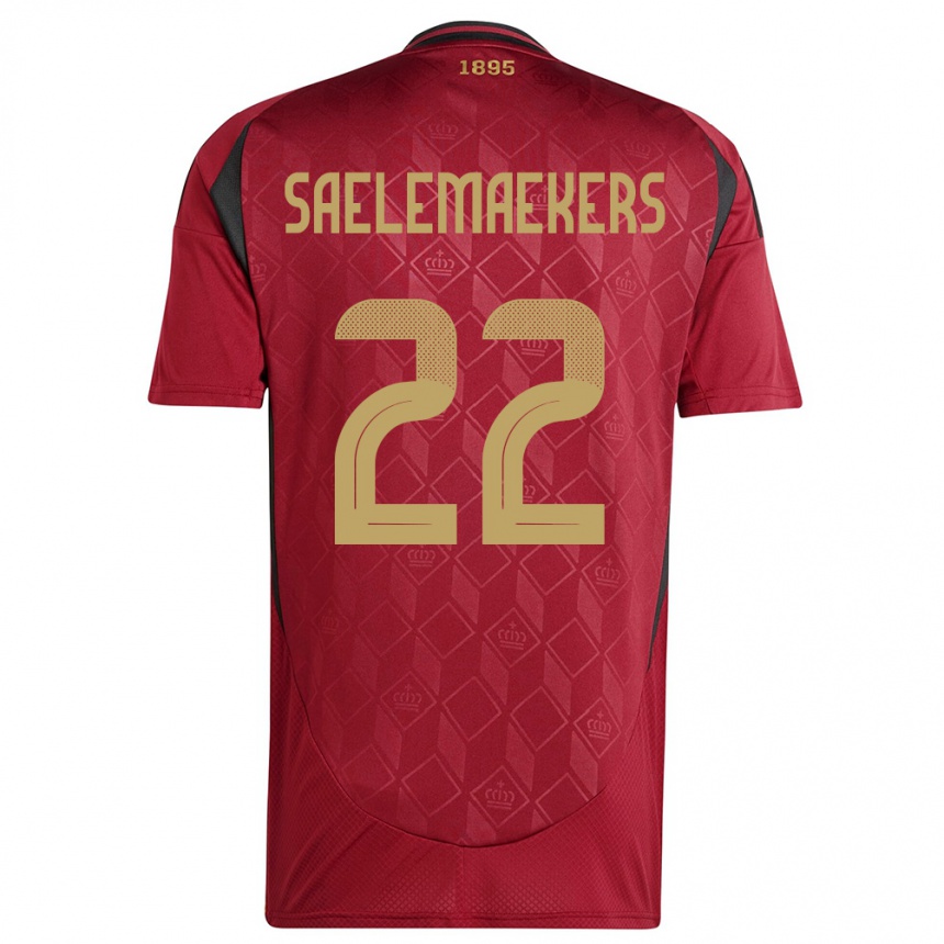 Niño Fútbol Camiseta Bélgica Alexis Saelemaekers #22 Borgoña 1ª Equipación 24-26