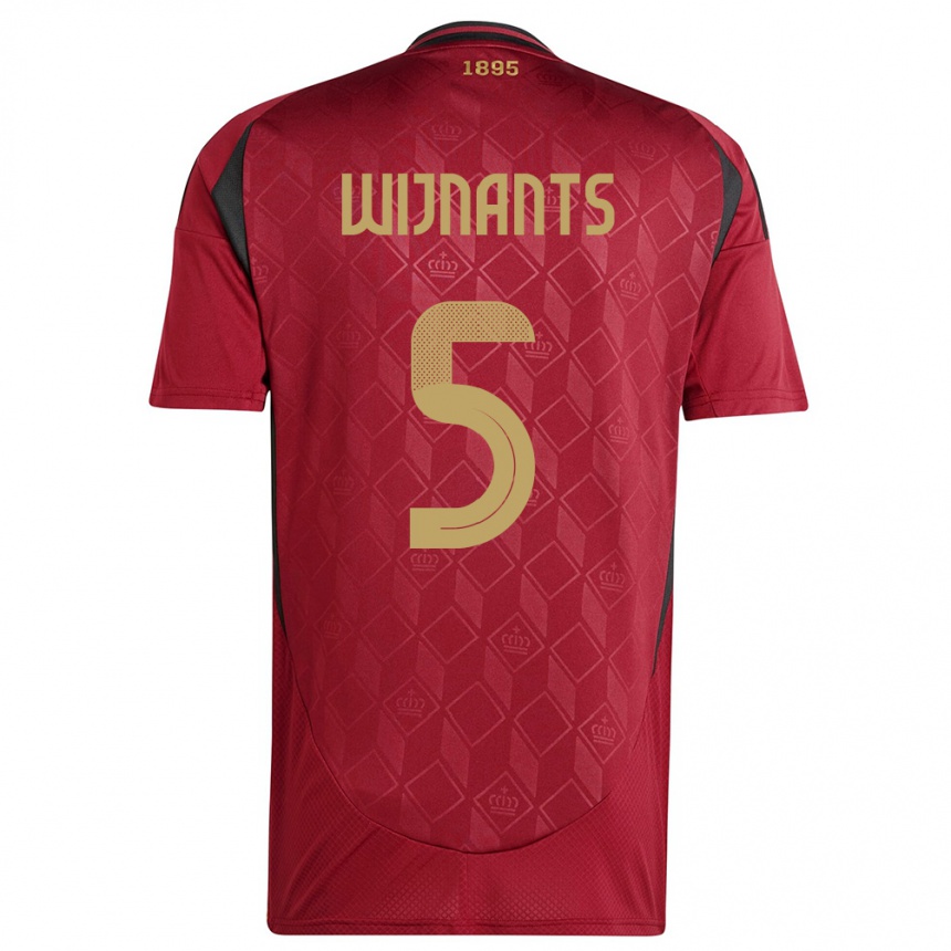 Niño Fútbol Camiseta Bélgica Sarah Wijnants #5 Borgoña 1ª Equipación 24-26
