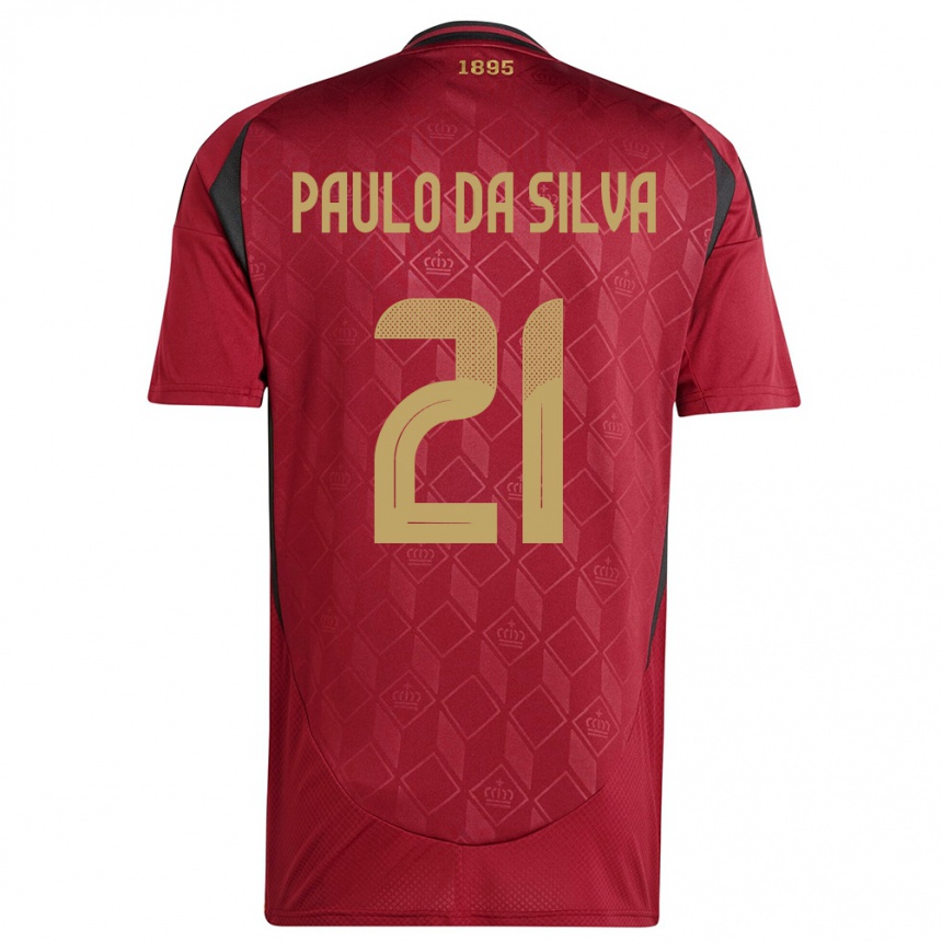 Niño Fútbol Camiseta Bélgica Thiago Paulo Da Silva #21 Borgoña 1ª Equipación 24-26
