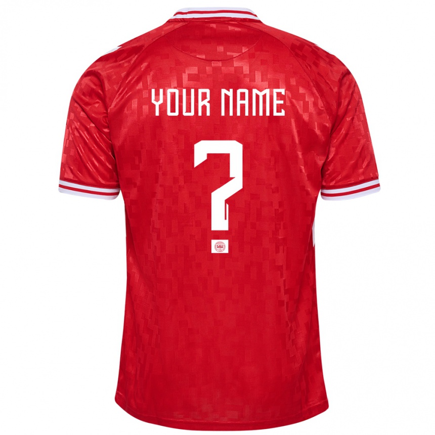 Niño Fútbol Camiseta Dinamarca Su Nombre #0 Rojo 1ª Equipación 24-26